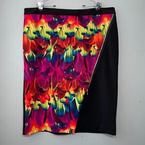 Worthington Plus Size 22W Colorful Ponte Knit Bodycon Midi Skirt Office Siren